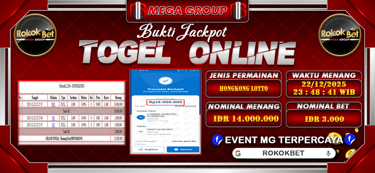 Bukti JP situs Rokokbet hari Selasa, 23 Desember 2025