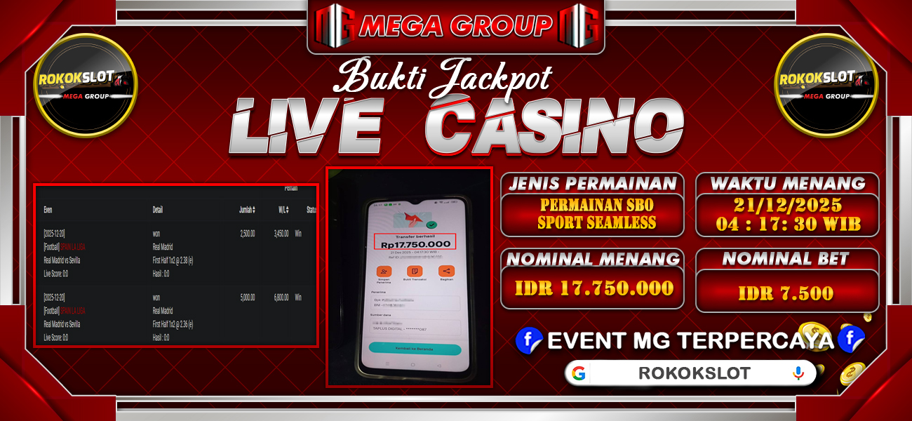 Bukti JP situs Rokokslot hari Minggu, 21 Desember 2025